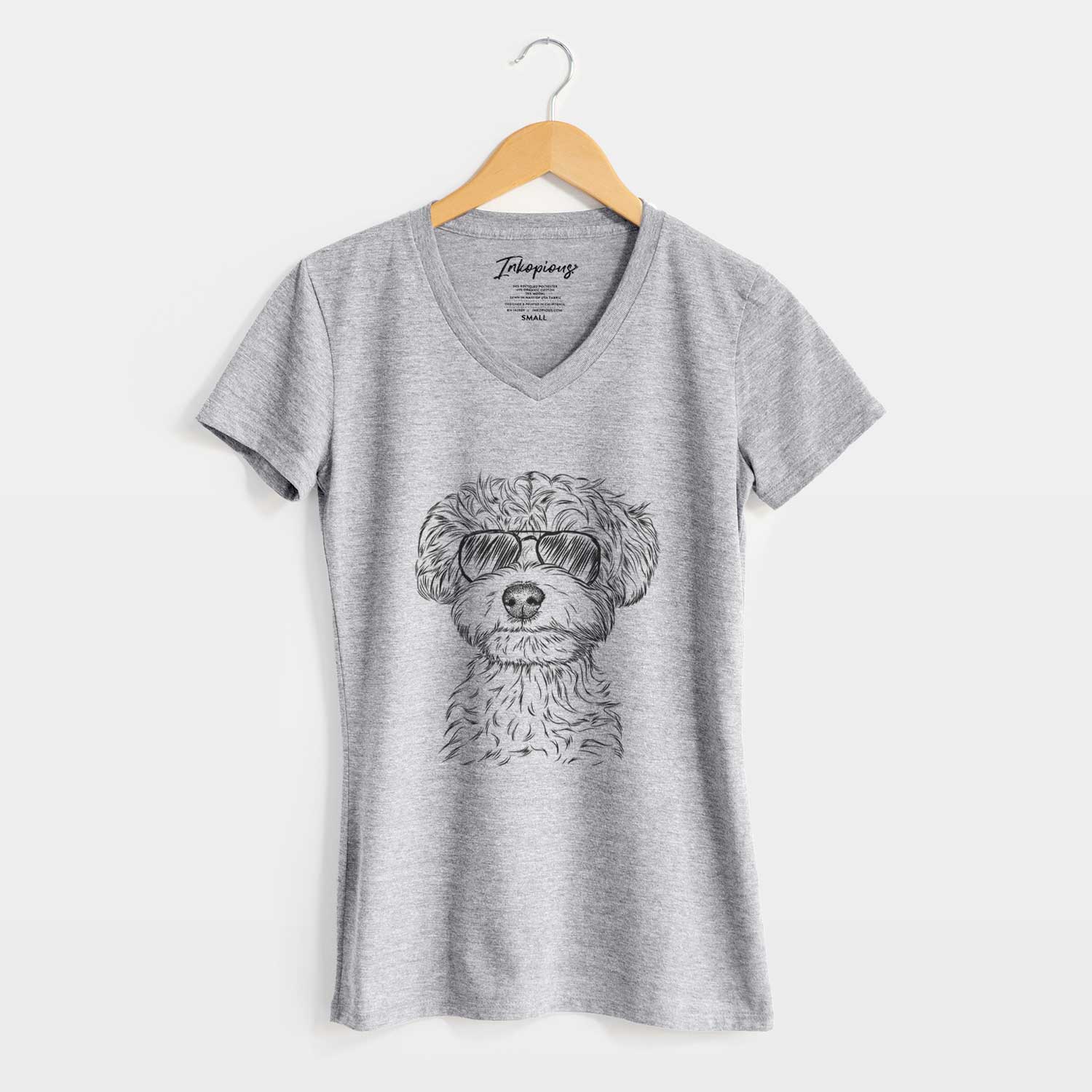 Aviator Elliott the Yorkiepoo - Women's V-neck Shirt