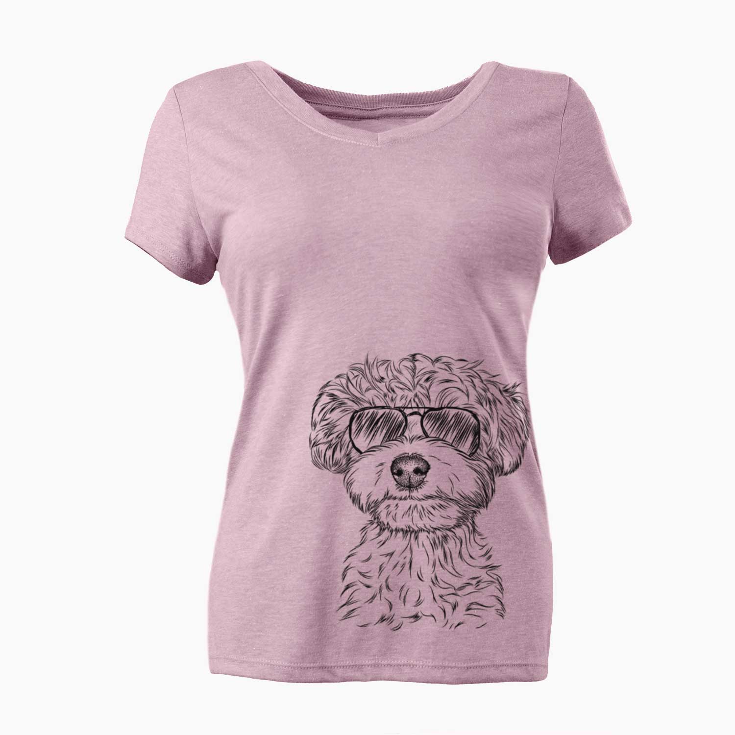 Aviator Elliott the Yorkiepoo - Women's V-neck Shirt