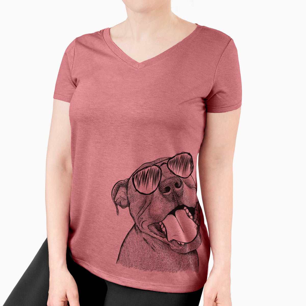 Aviator Eloise the Pitbull Mix - Women's V-neck Shirt