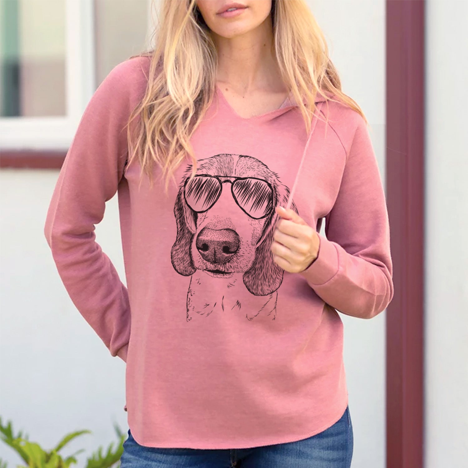 Aviator Elvis the Bluetick Beagle - Cali Wave Hooded Sweatshirt