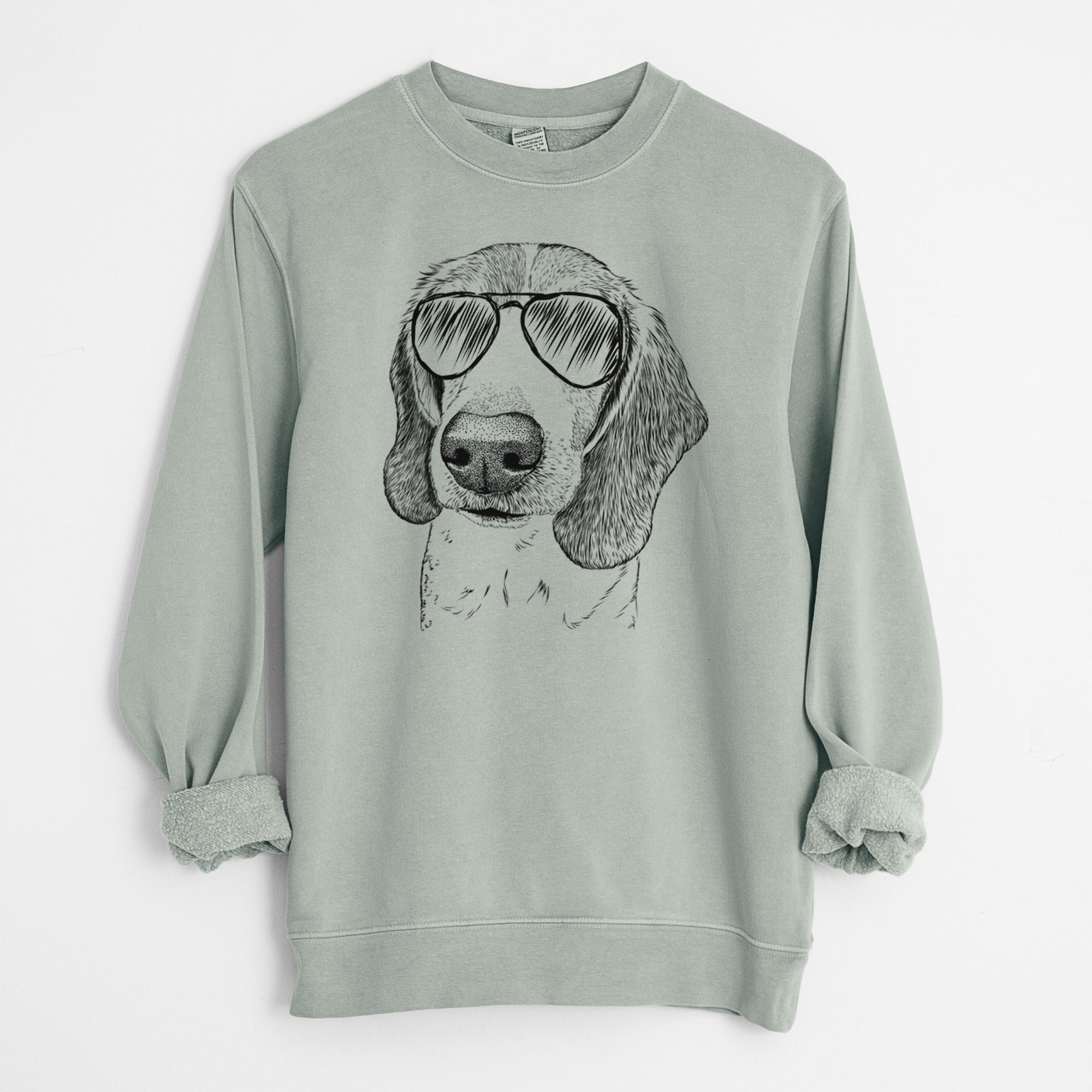 Aviator Elvis the Bluetick Beagle - Unisex Pigment Dyed Crew Sweatshirt