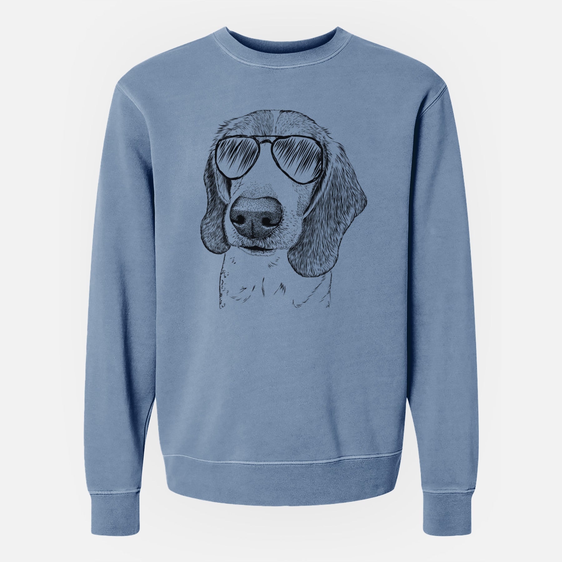 Aviator Elvis the Bluetick Beagle - Unisex Pigment Dyed Crew Sweatshirt