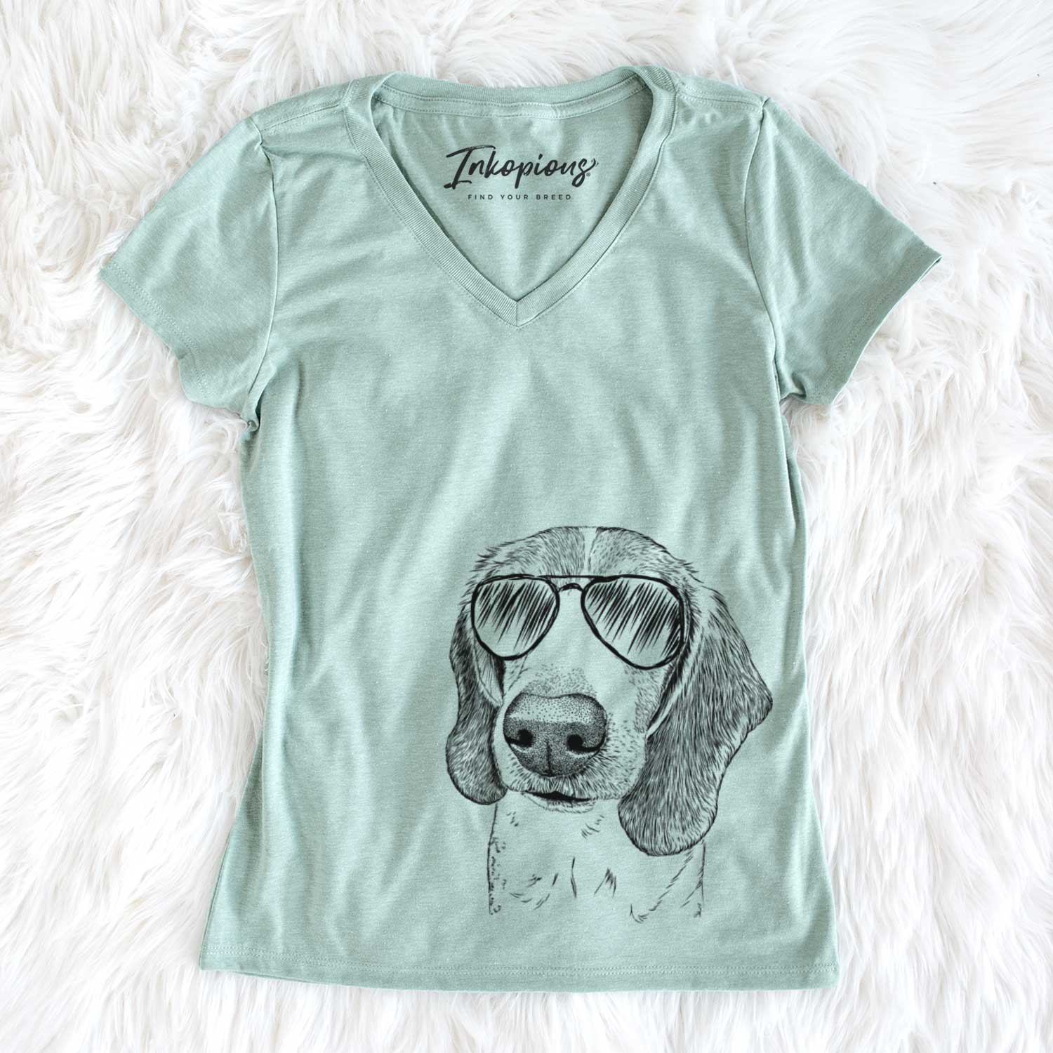 Aviator Elvis the Bluetick Beagle - Women's V-neck Shirt