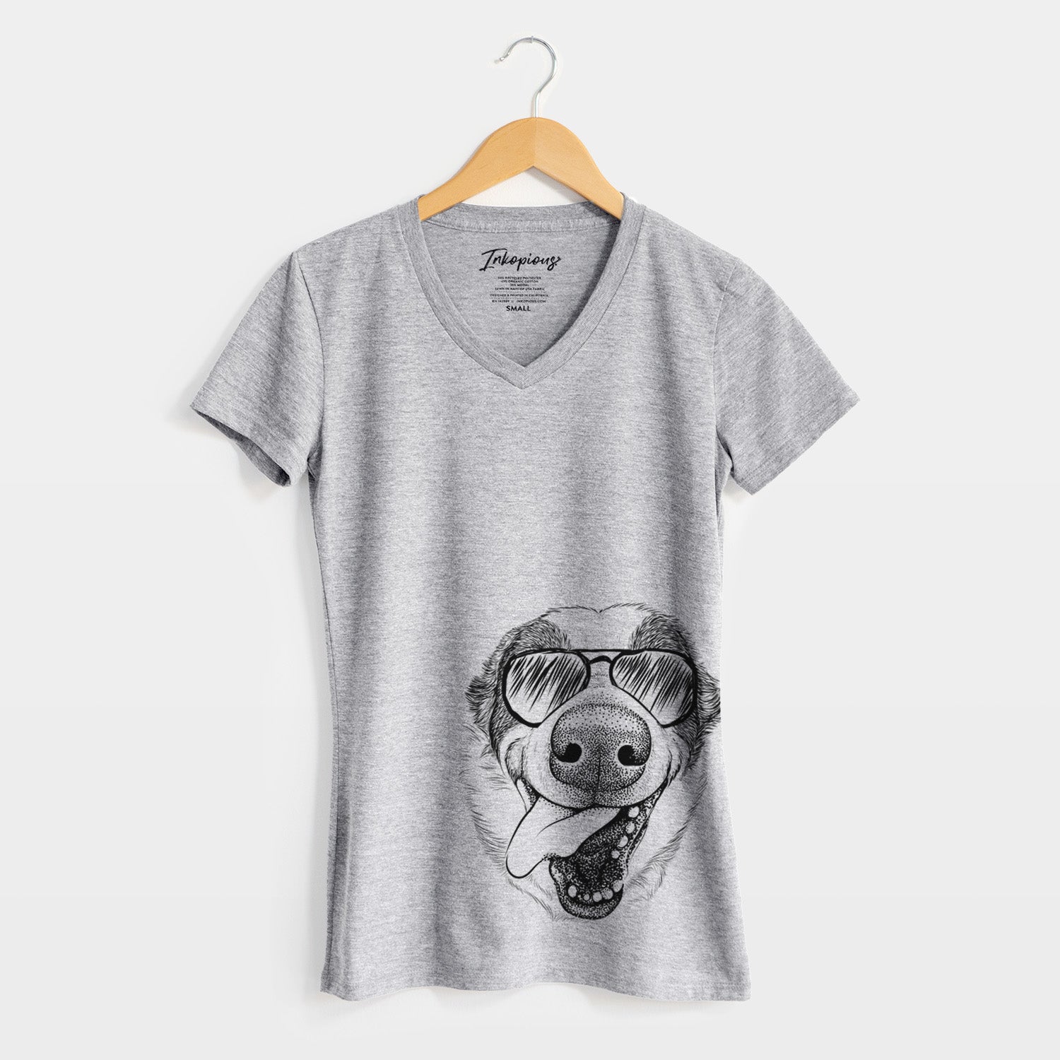 Aviator Elwood the Border Collie - Women's V-neck Shirt