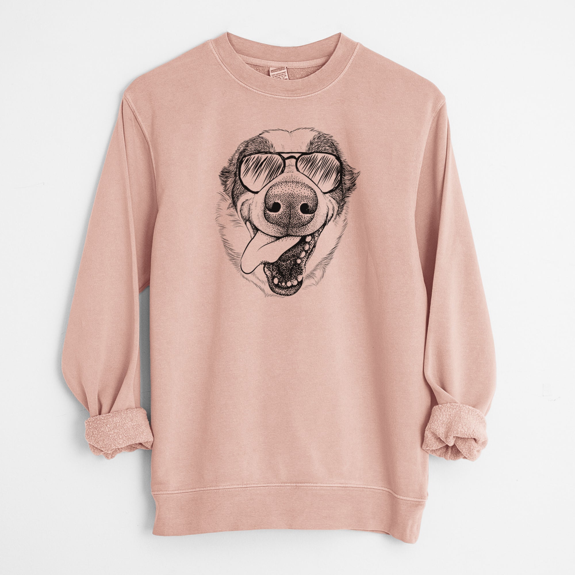 Aviator Elwood the Border Collie - Unisex Pigment Dyed Crew Sweatshirt