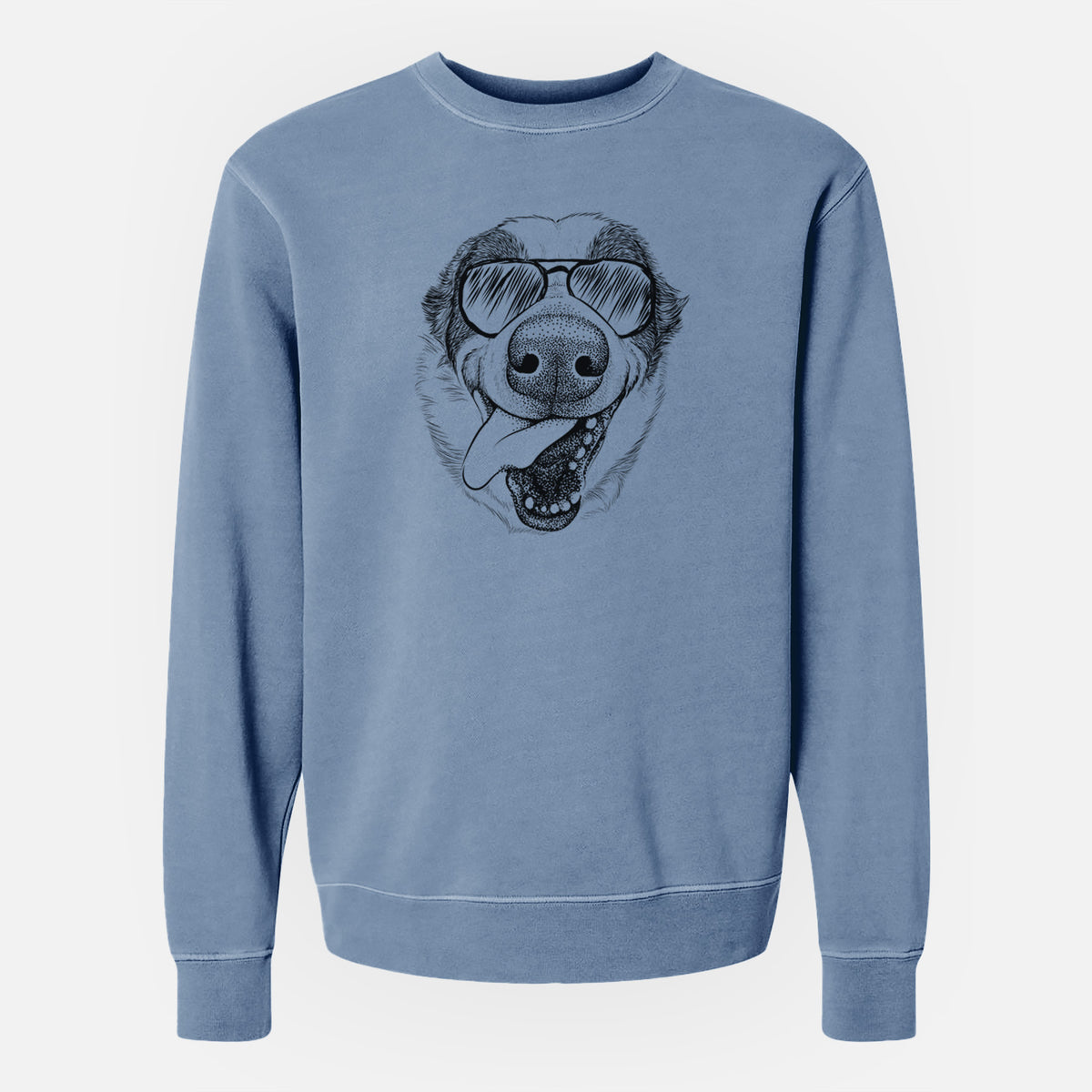 Aviator Elwood the Border Collie - Unisex Pigment Dyed Crew Sweatshirt