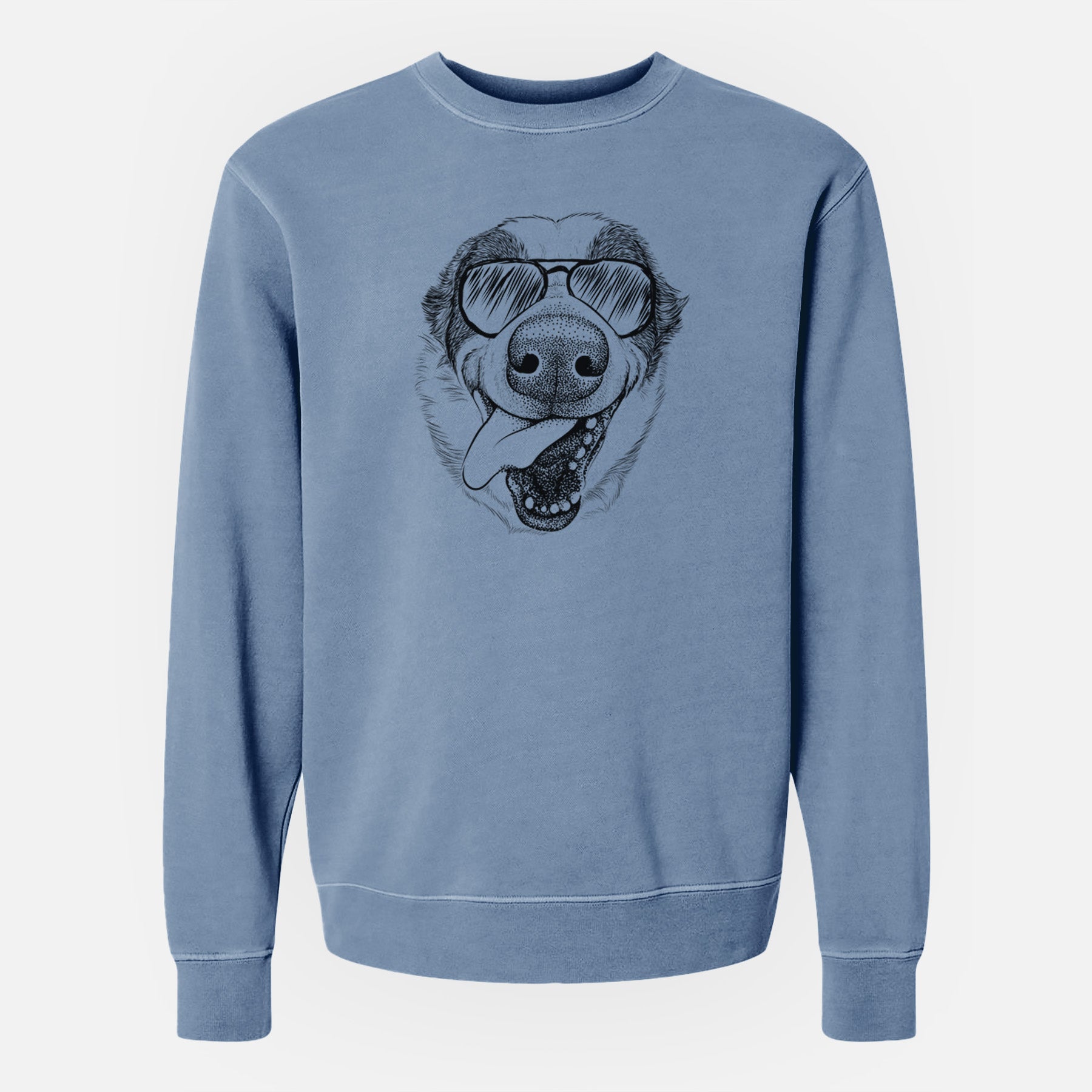 Aviator Elwood the Border Collie - Unisex Pigment Dyed Crew Sweatshirt