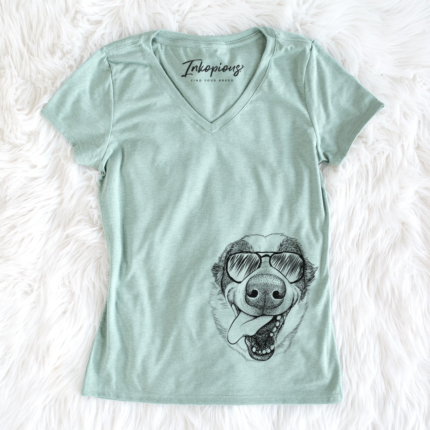 Aviator Elwood the Border Collie - Women's V-neck Shirt