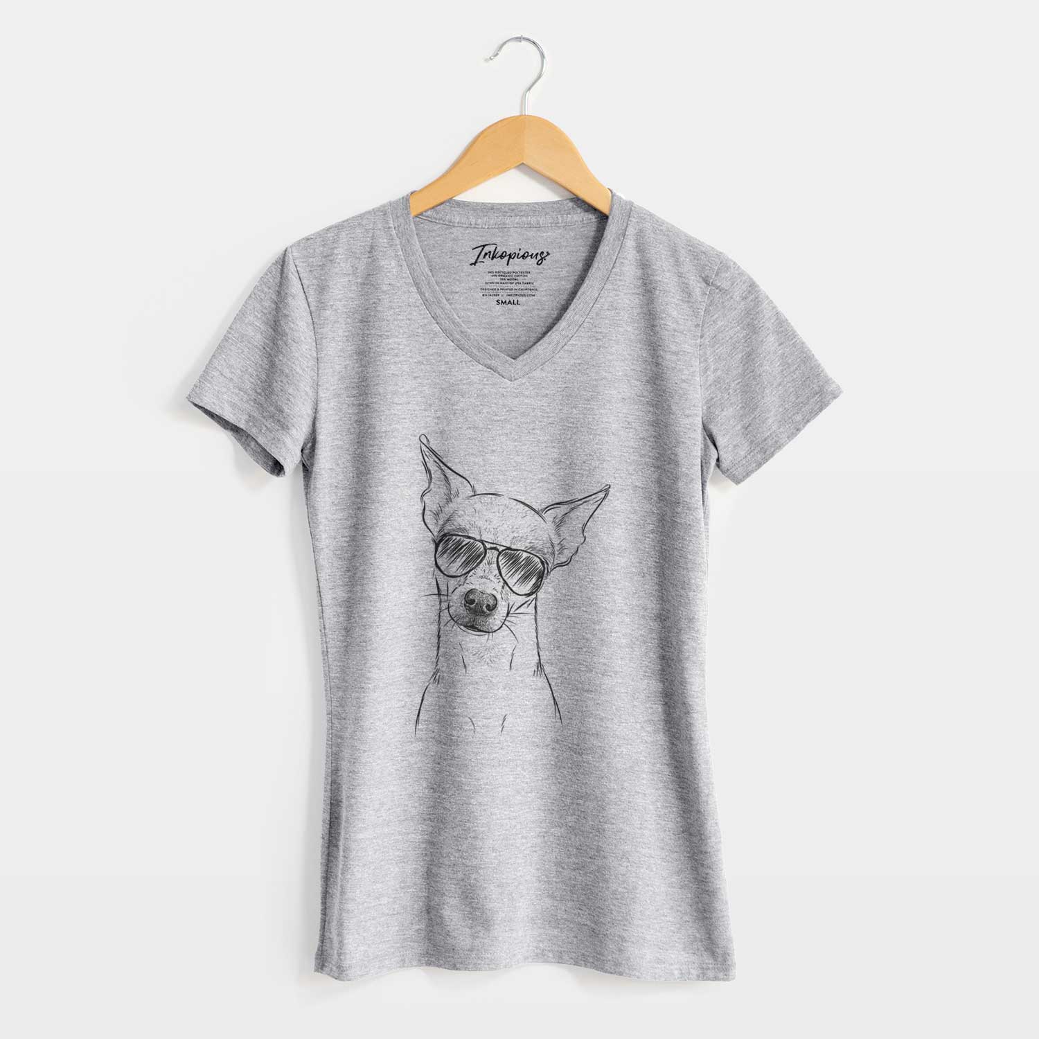 Aviator Emee the Chihuahua - Women's V-neck Shirt