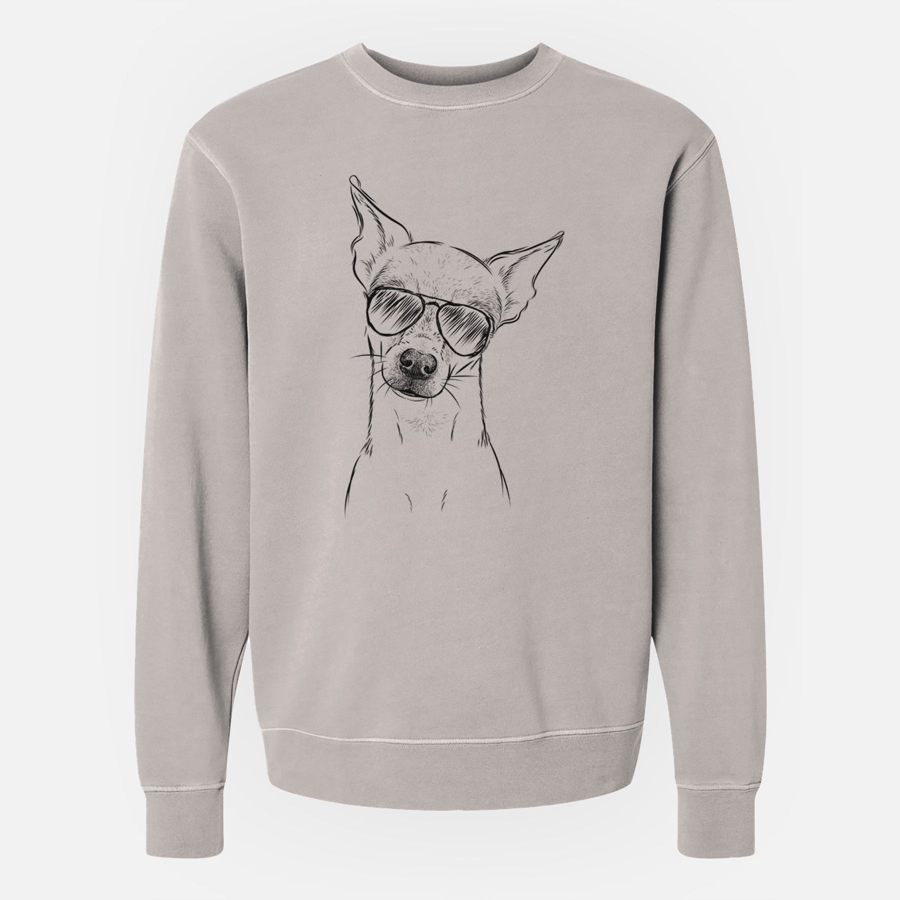 Aviator Emee the Chihuahua - Unisex Pigment Dyed Crew Sweatshirt