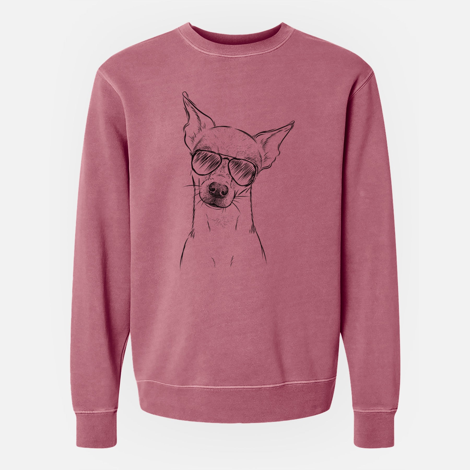 Aviator Emee the Chihuahua - Unisex Pigment Dyed Crew Sweatshirt