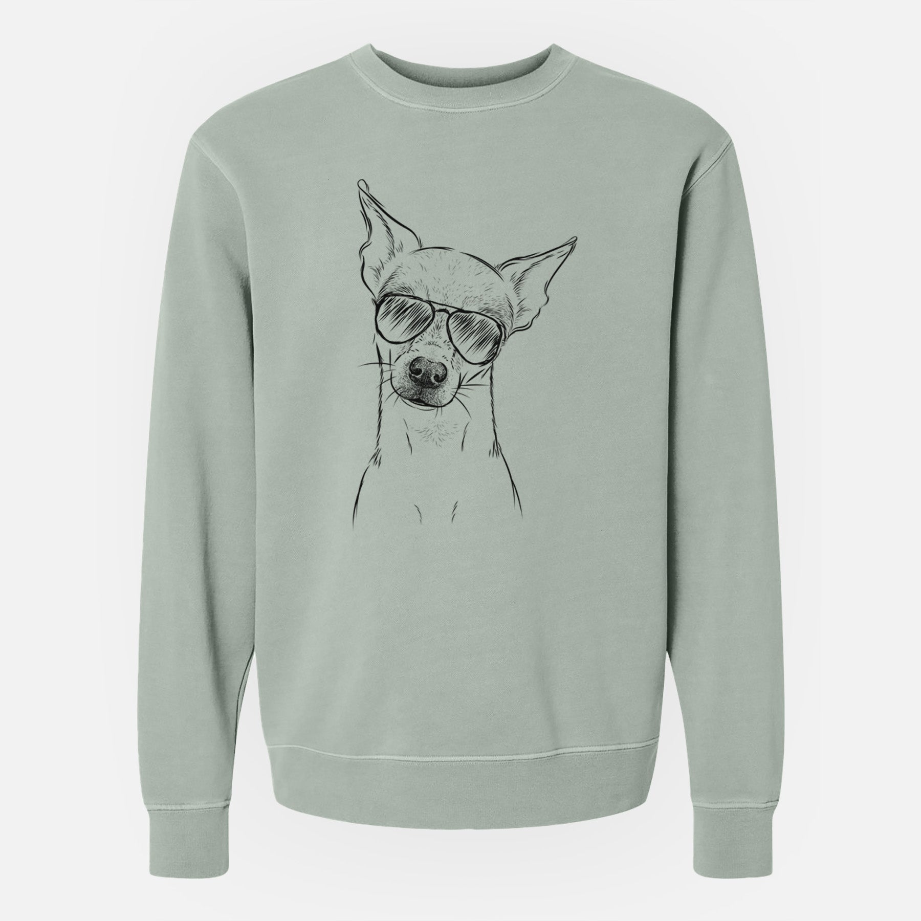 Aviator Emee the Chihuahua - Unisex Pigment Dyed Crew Sweatshirt