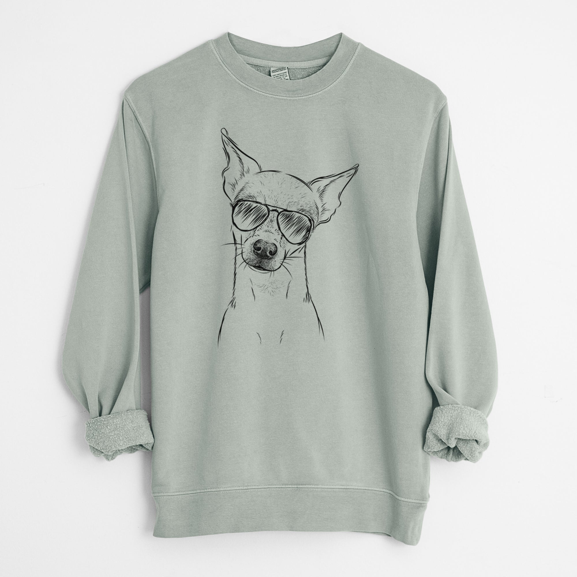 Aviator Emee the Chihuahua - Unisex Pigment Dyed Crew Sweatshirt