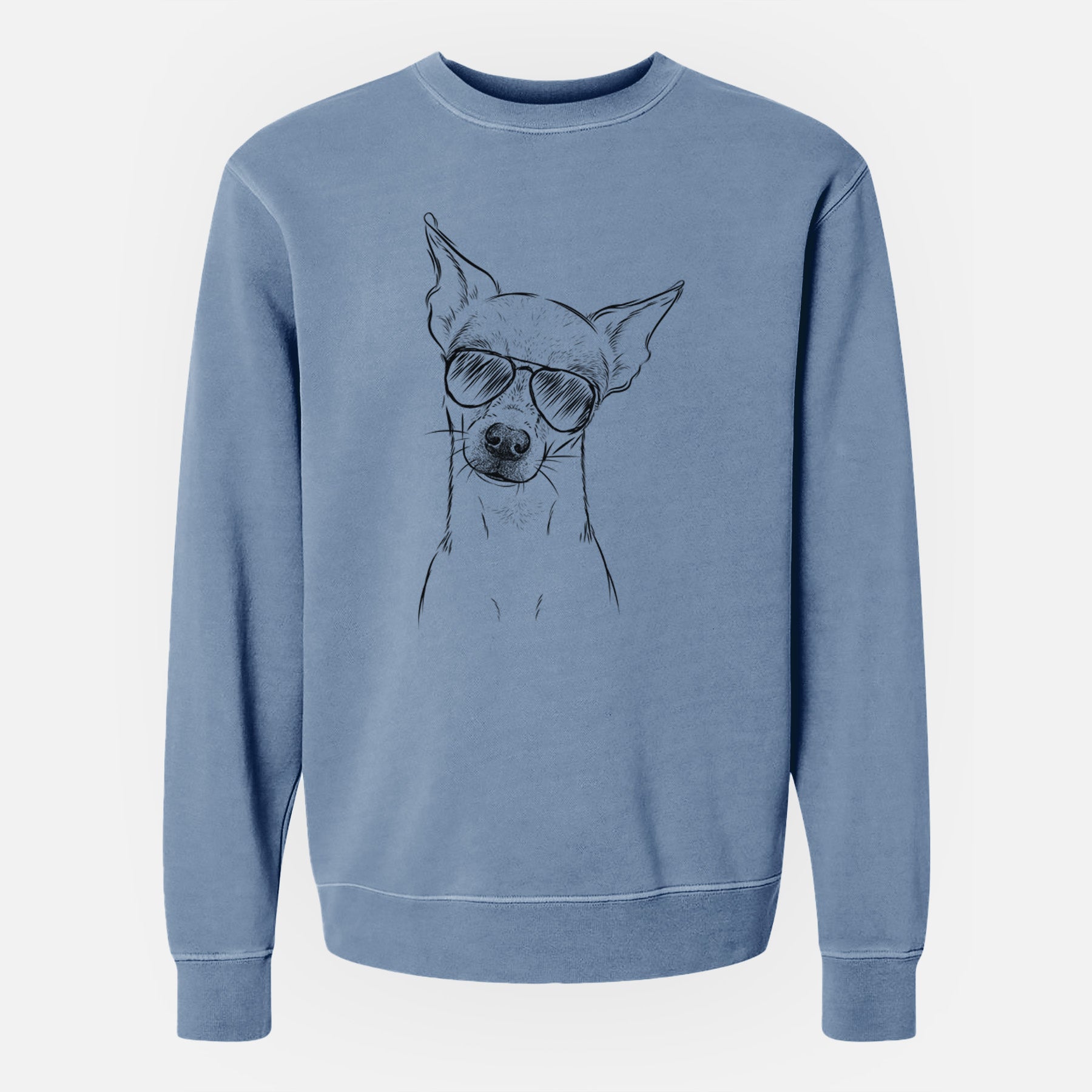 Aviator Emee the Chihuahua - Unisex Pigment Dyed Crew Sweatshirt