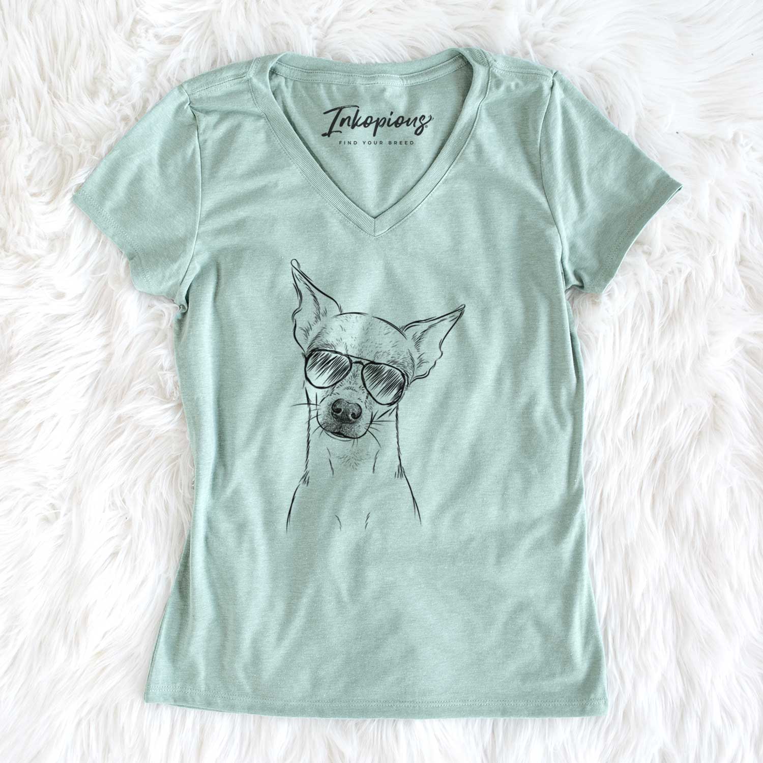 Aviator Emee the Chihuahua - Women's V-neck Shirt