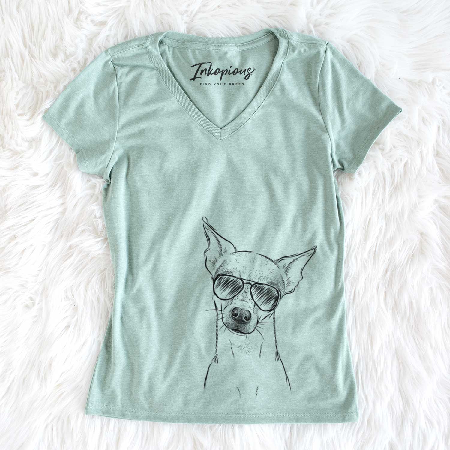 Aviator Emee the Chihuahua - Women's V-neck Shirt