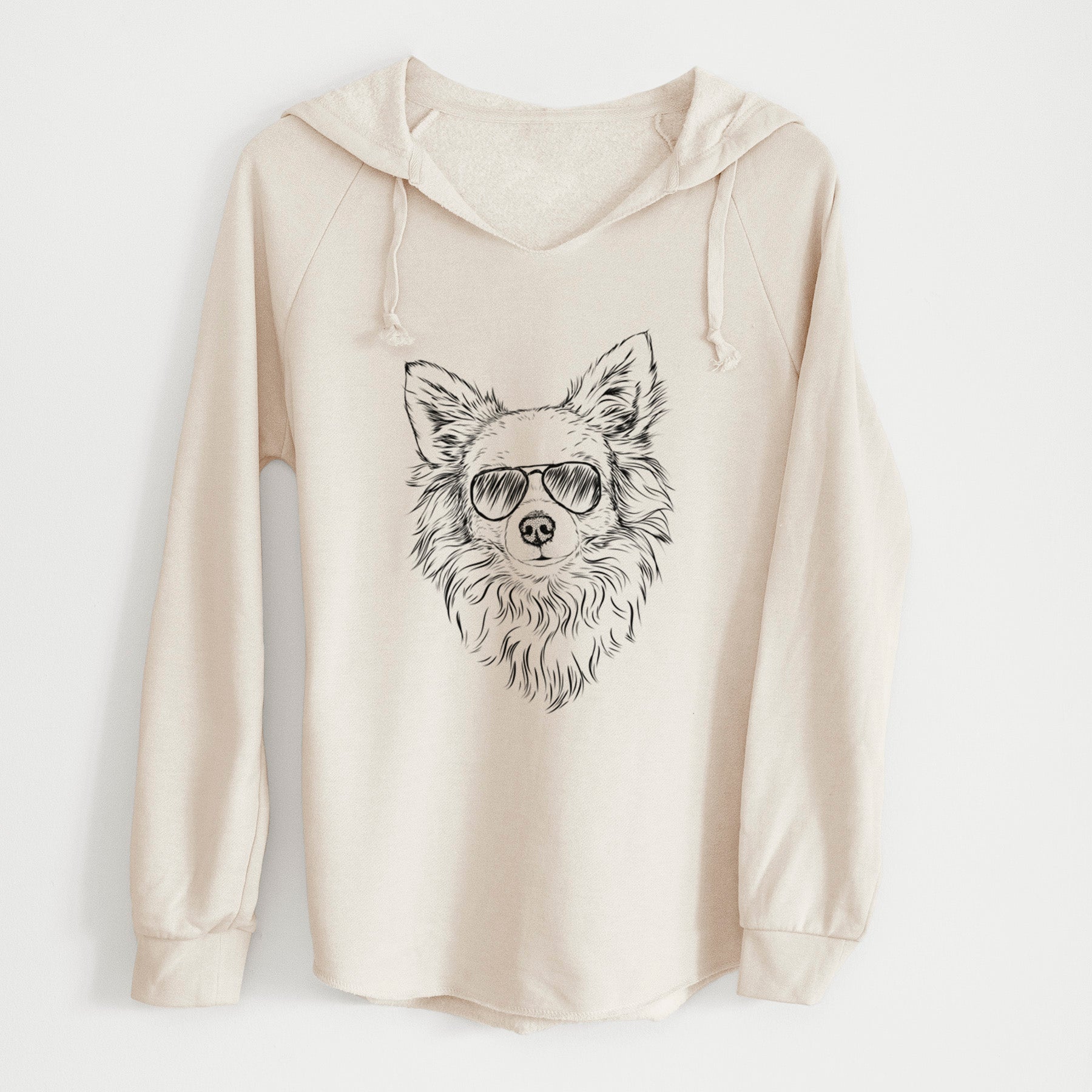 Aviator Emma the Longhaired Chihuahua - Cali Wave Hooded Sweatshirt