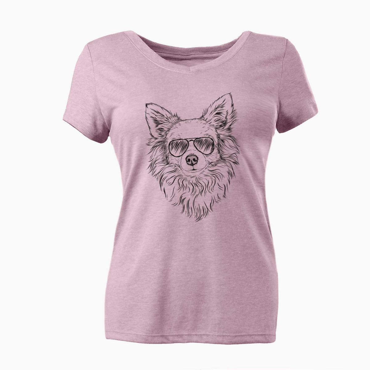 Aviator Emma the Longhaired Chihuahua - Women's V-neck Shirt