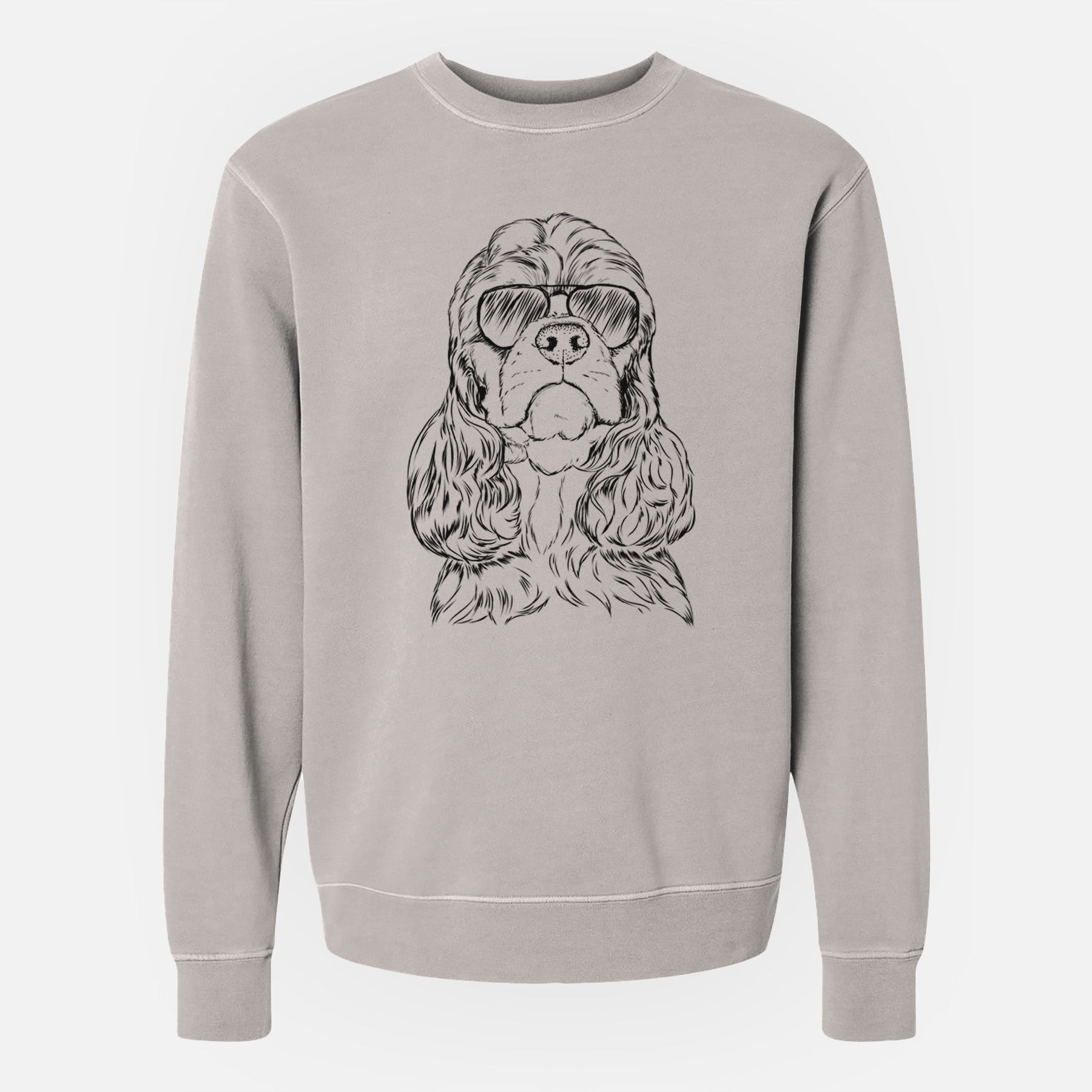 Aviator Emma the Cocker Spaniel - Unisex Pigment Dyed Crew Sweatshirt