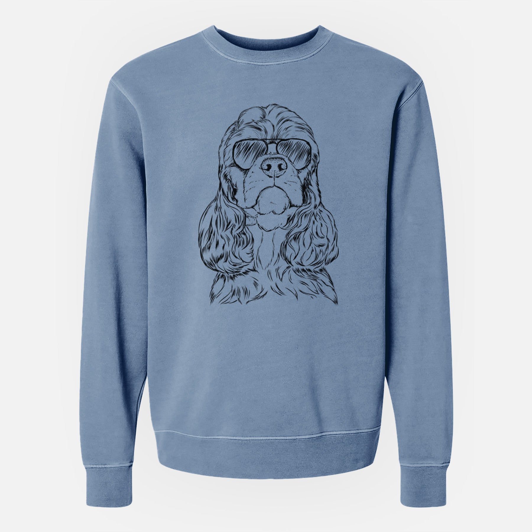 Aviator Emma the Cocker Spaniel - Unisex Pigment Dyed Crew Sweatshirt