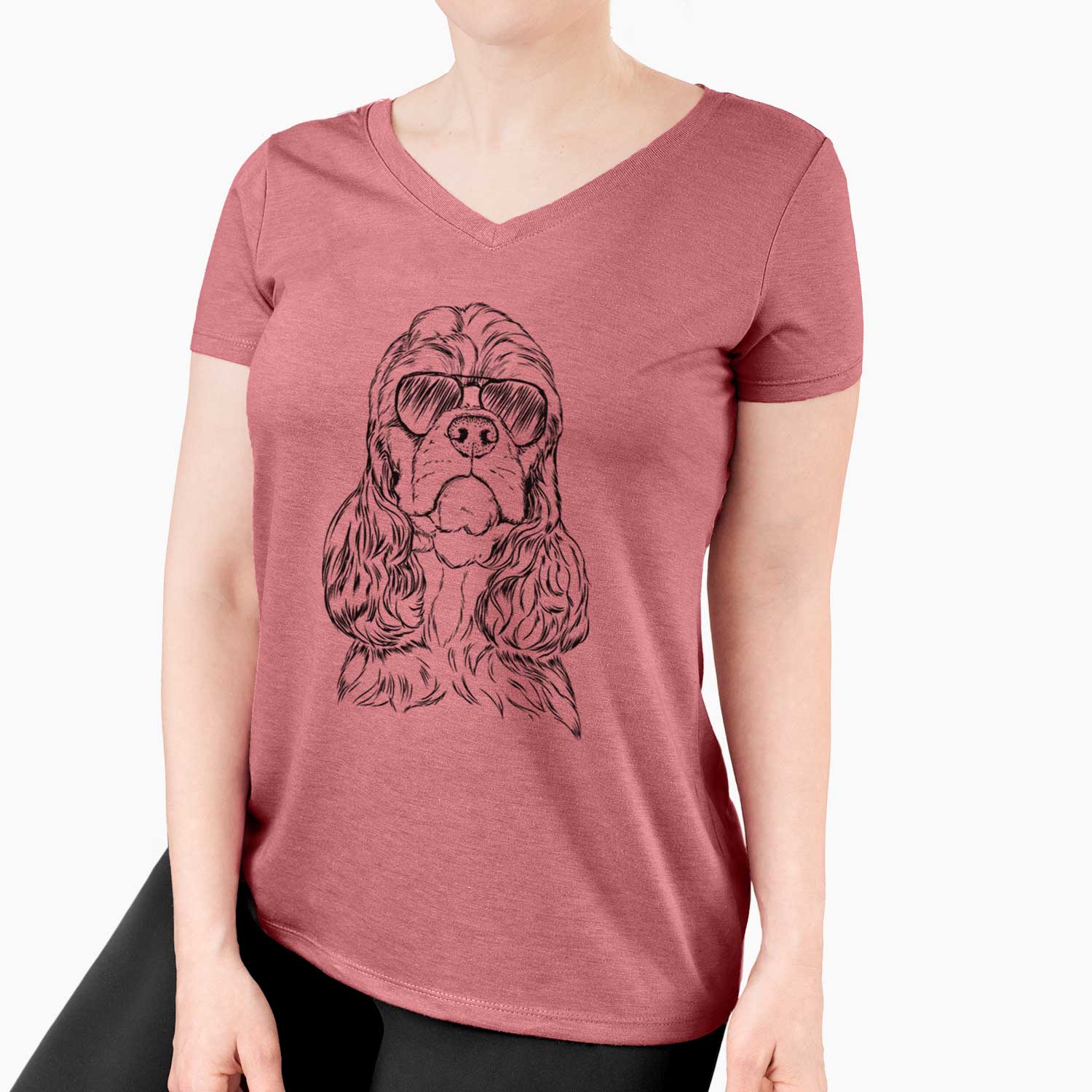 Aviator Emma the Cocker Spaniel - Women's V-neck Shirt