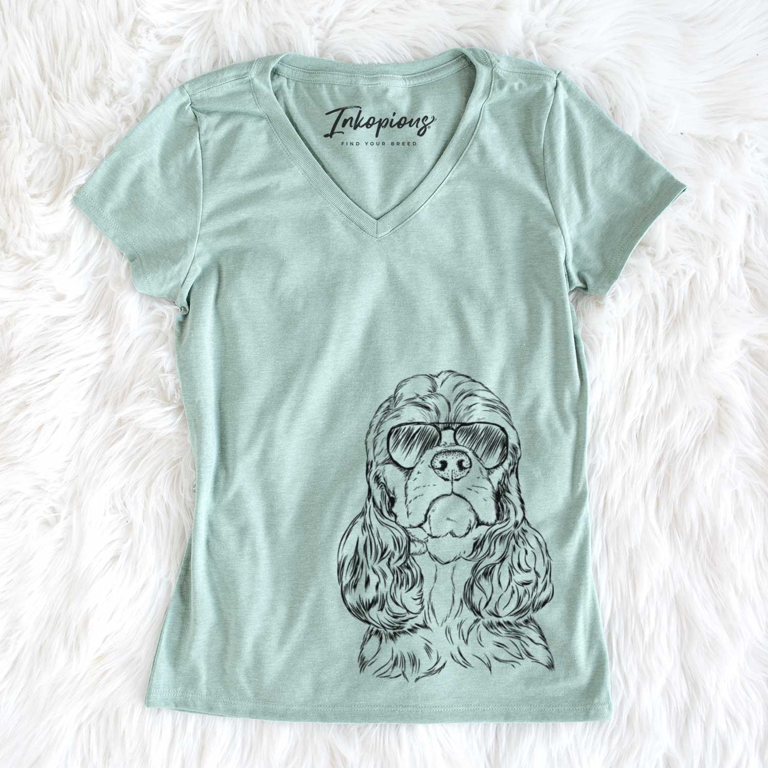 Aviator Emma the Cocker Spaniel - Women's V-neck Shirt