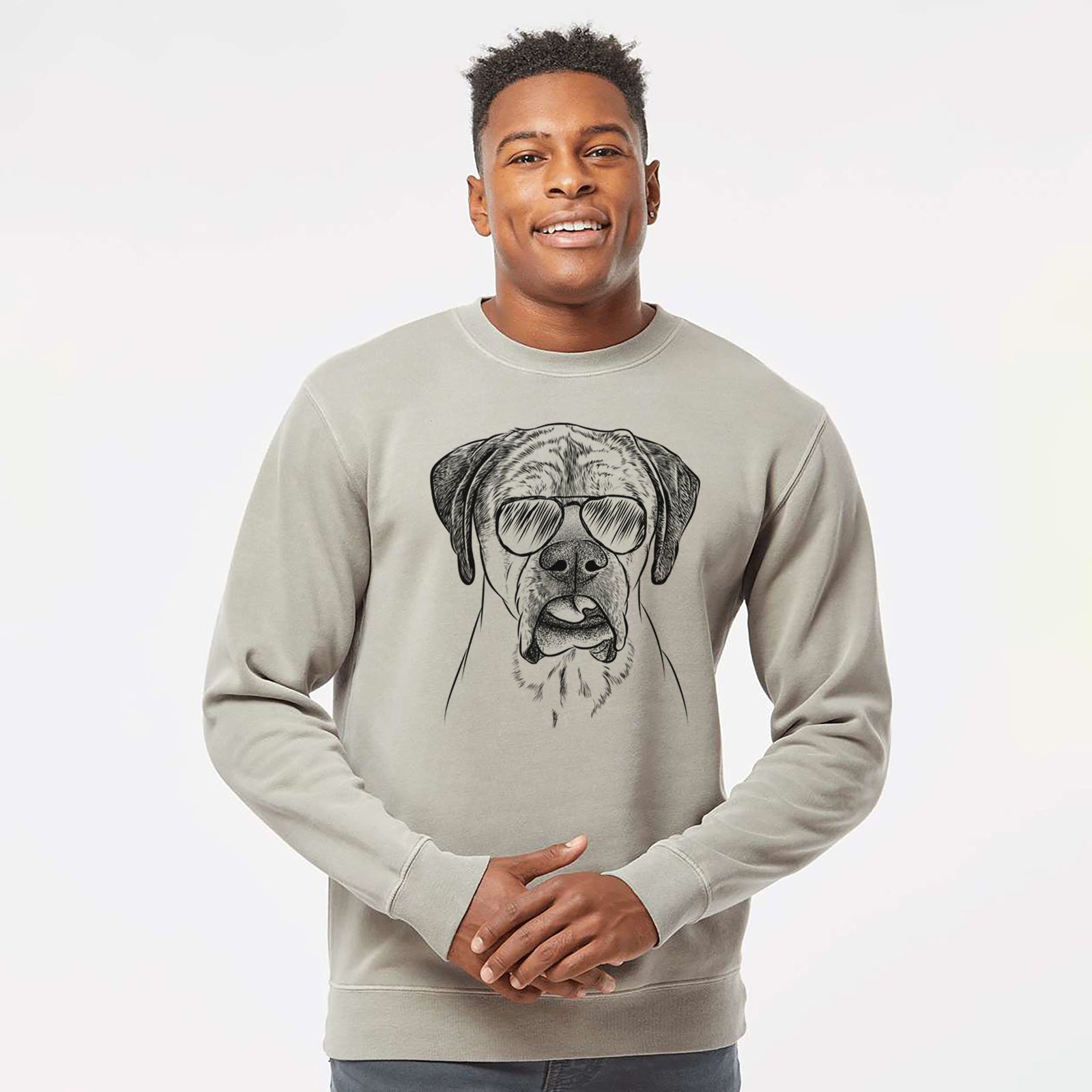 Aviator Emma the English Mastiff - Unisex Pigment Dyed Crew Sweatshirt