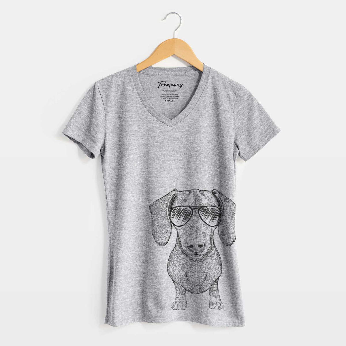 Aviator Ernie the Mini Dachshund - Women&#39;s V-neck Shirt