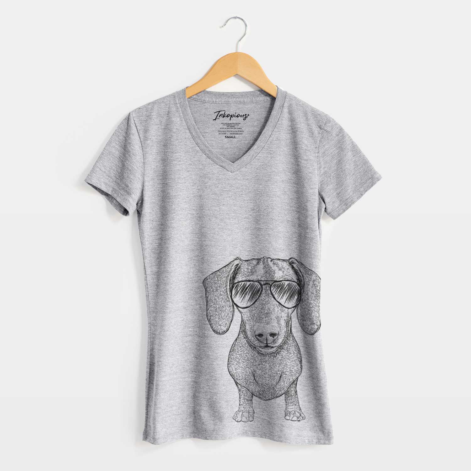 Aviator Ernie the Mini Dachshund - Women's V-neck Shirt