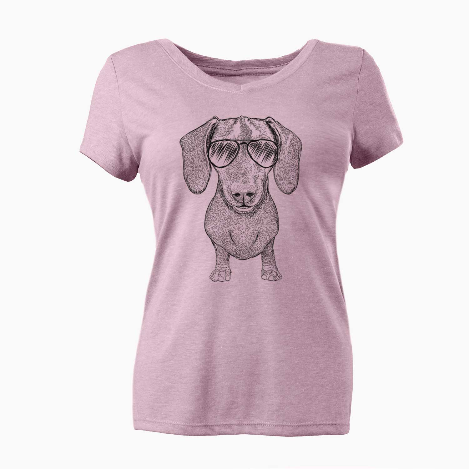 Aviator Ernie the Mini Dachshund - Women's V-neck Shirt