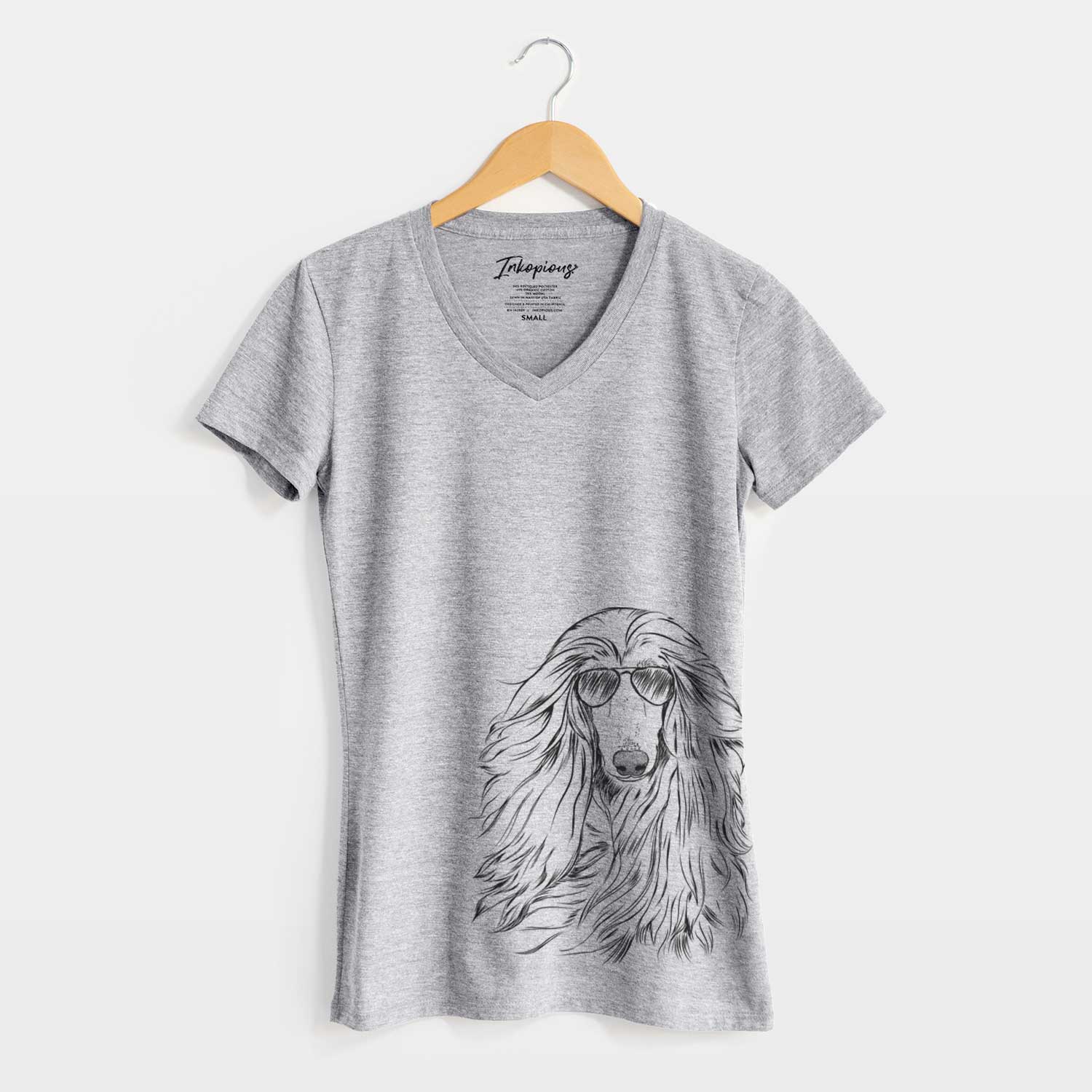 Aviator Fabio the Afghan Hound - Women's V-neck Shirt