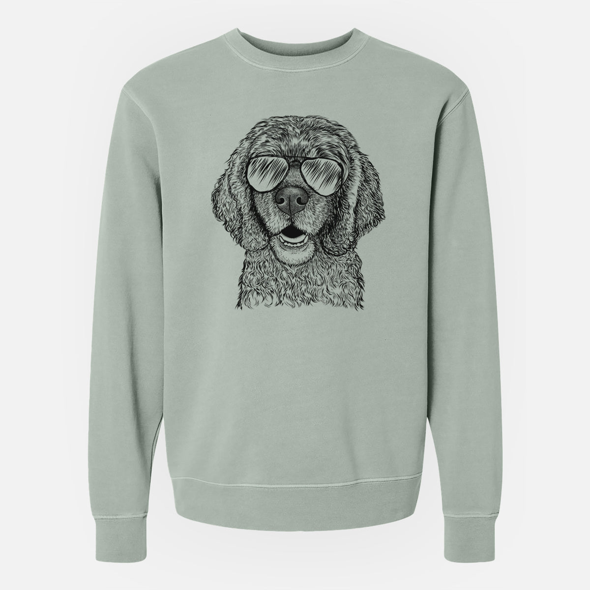 Aviator Fannie Mae the Cocker Spaniel - Unisex Pigment Dyed Crew Sweatshirt