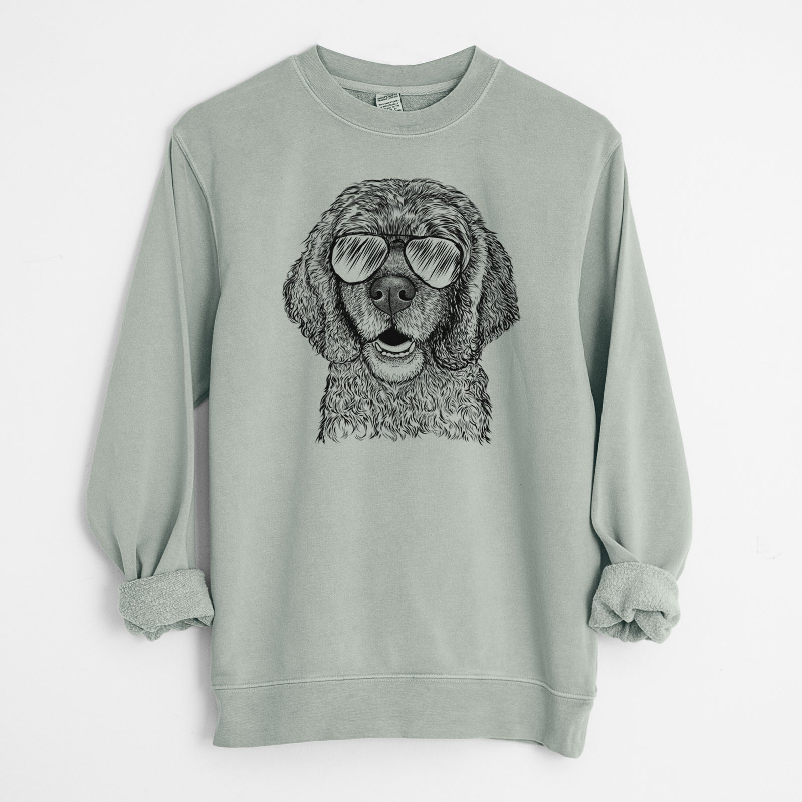 Aviator Fannie Mae the Cocker Spaniel - Unisex Pigment Dyed Crew Sweatshirt