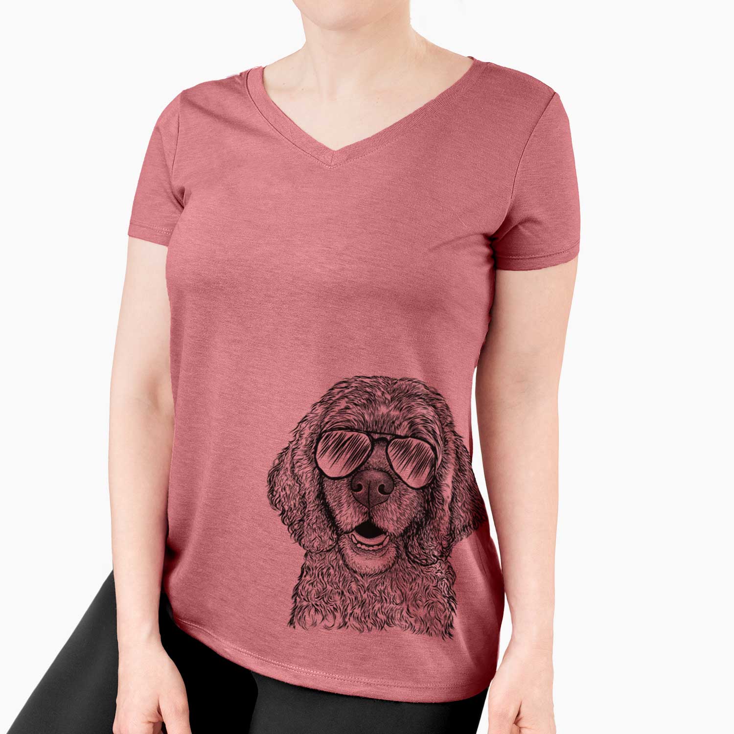 Aviator Fannie Mae the Cocker Spaniel - Women's V-neck Shirt