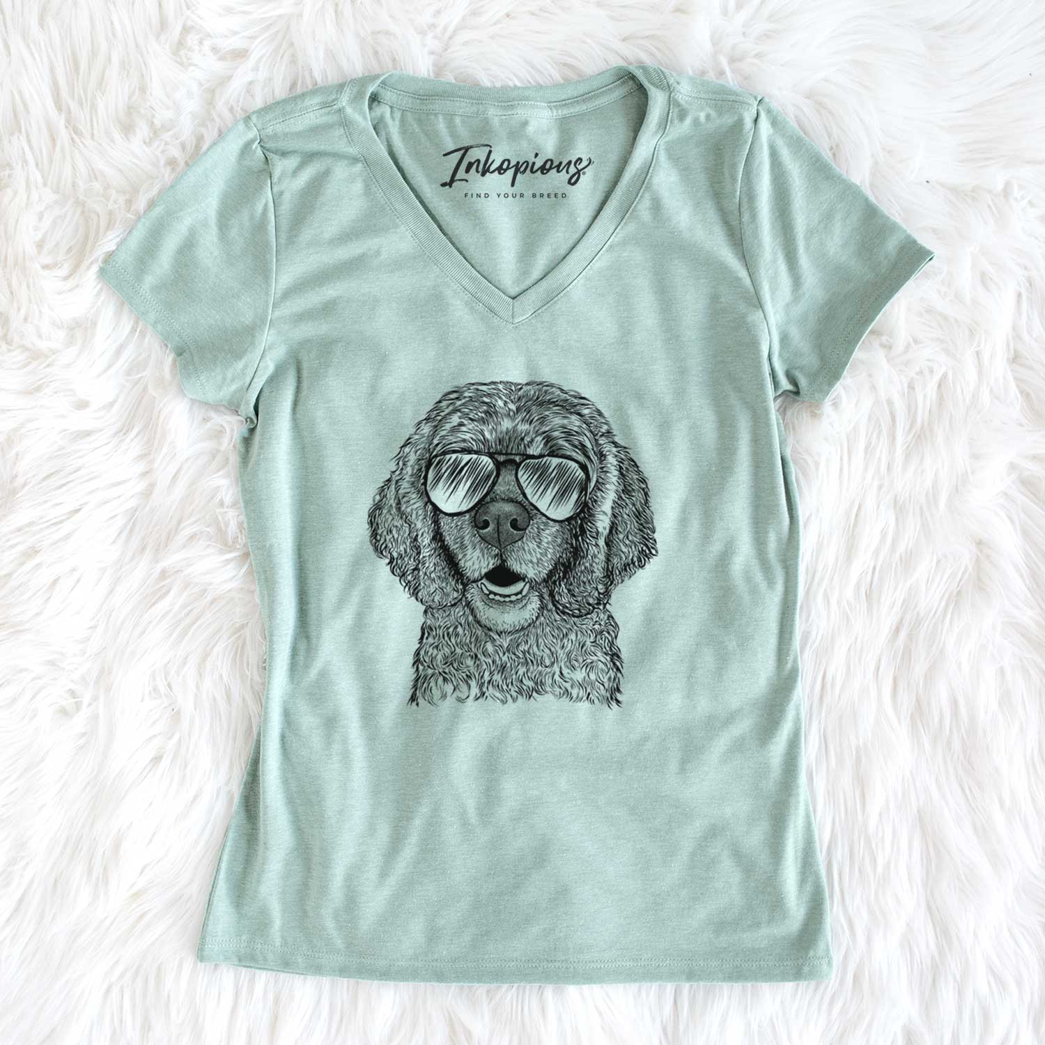 Aviator Fannie Mae the Cocker Spaniel - Women's V-neck Shirt