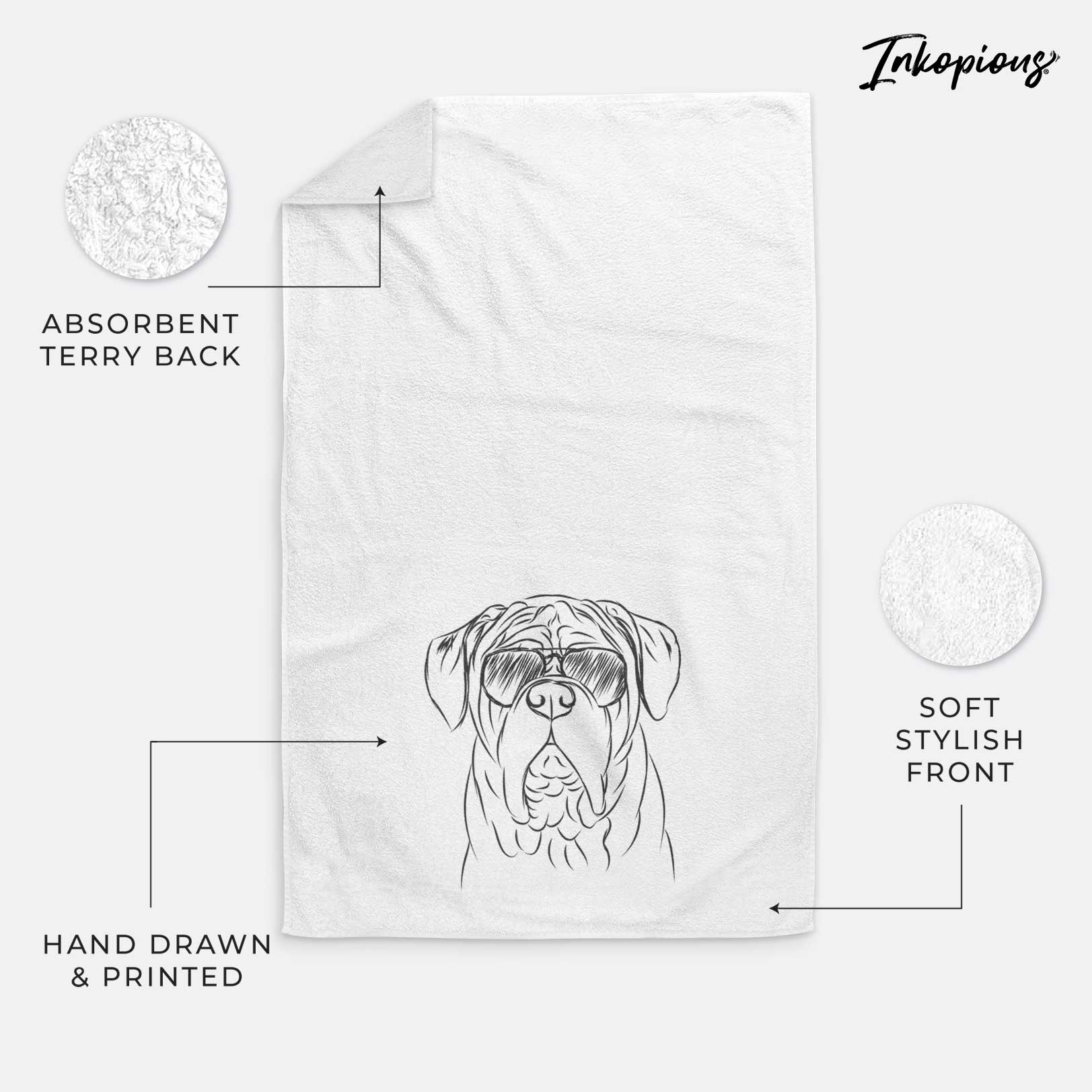 Felix the Dogue de Bordeaux Decorative Hand Towel