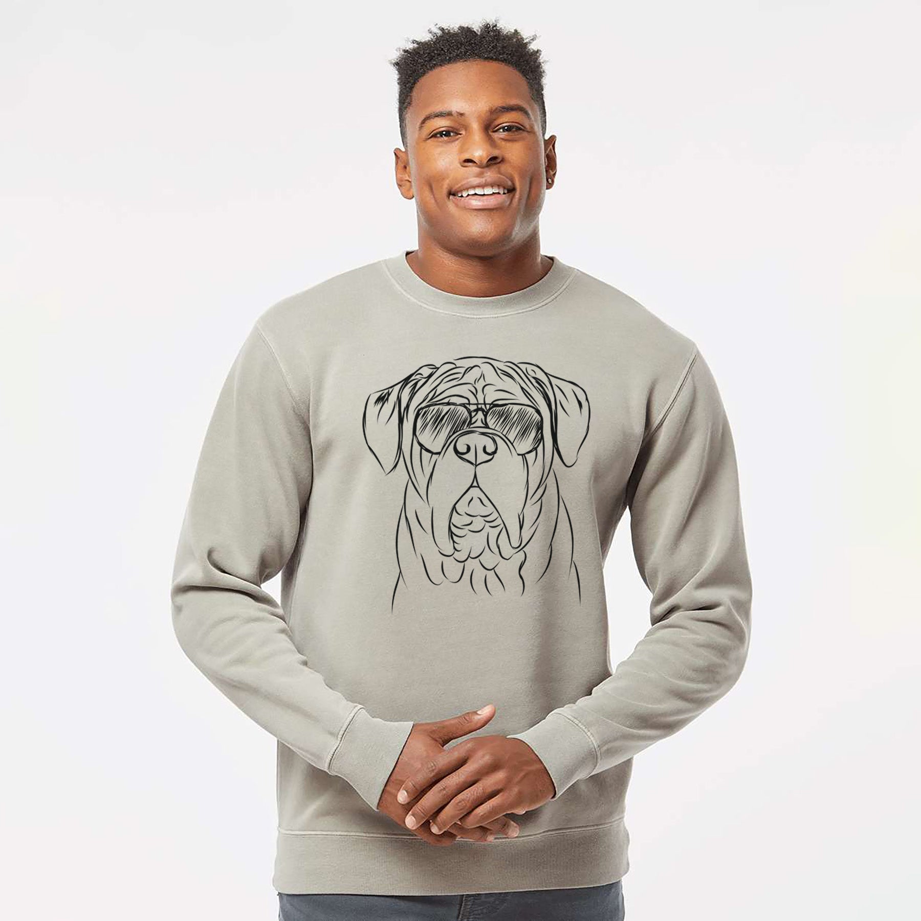 Aviator Felix the Dogue de Bordeaux - Unisex Pigment Dyed Crew Sweatshirt