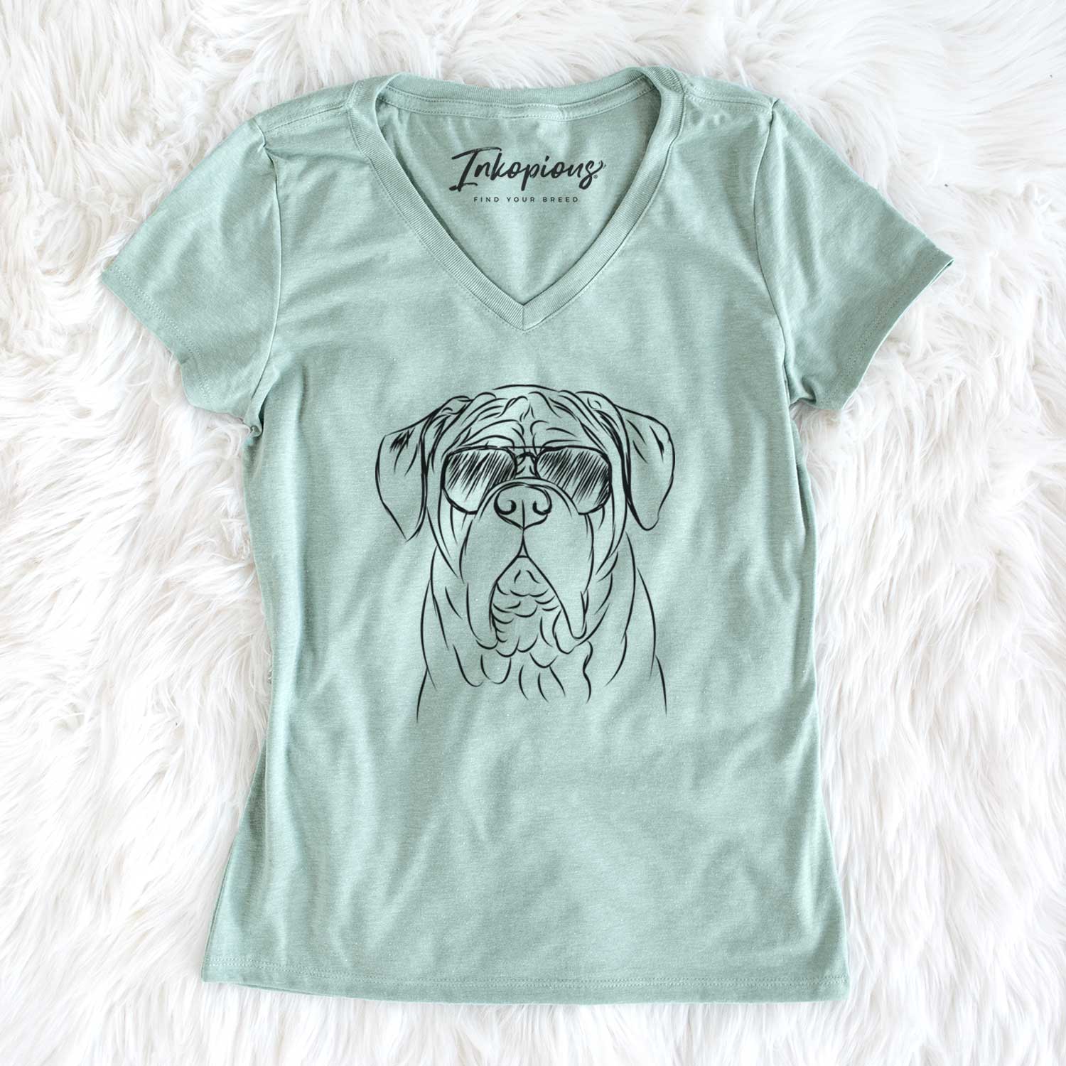 Aviator Felix the Dogue de Bordeaux - Women's V-neck Shirt