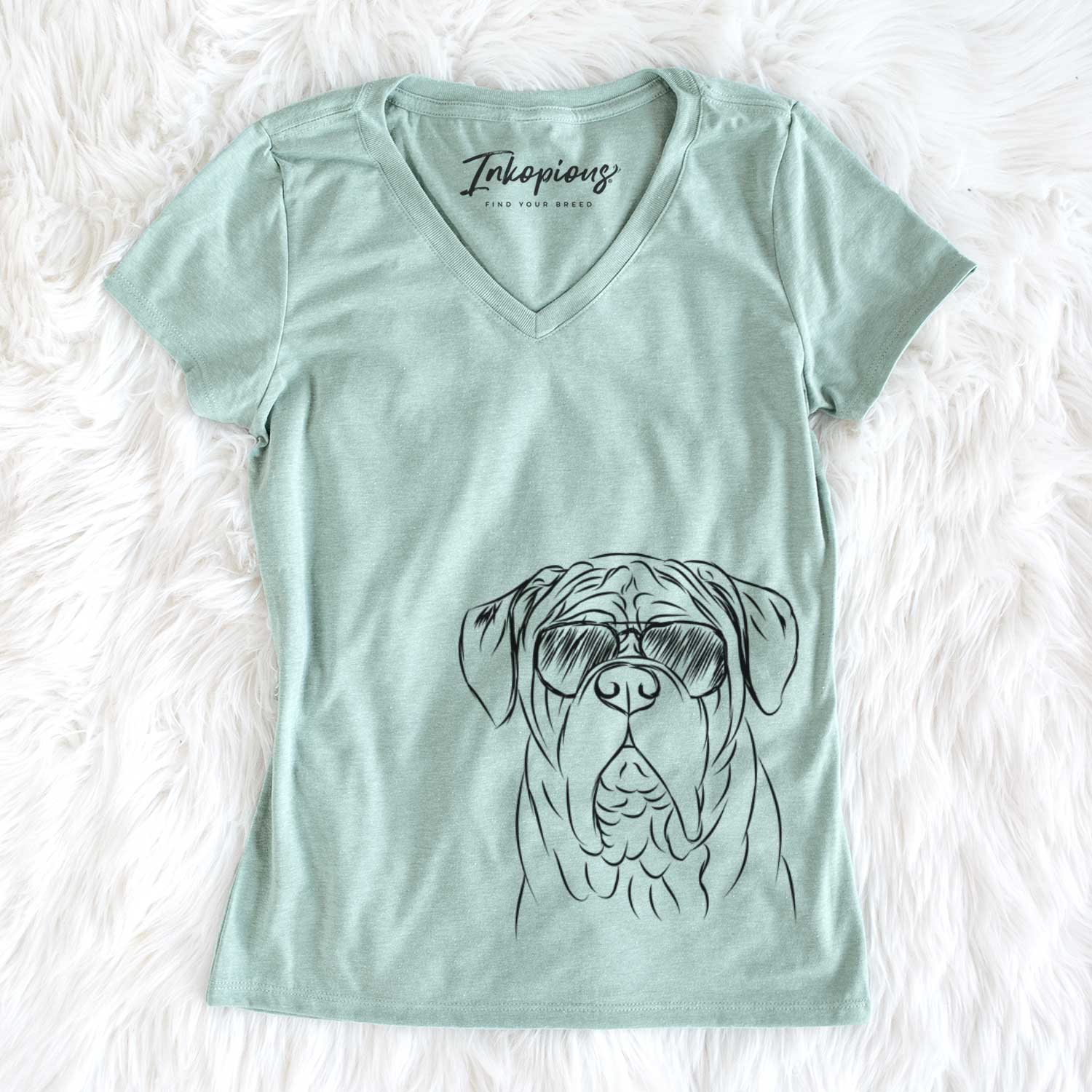 Aviator Felix the Dogue de Bordeaux - Women's V-neck Shirt