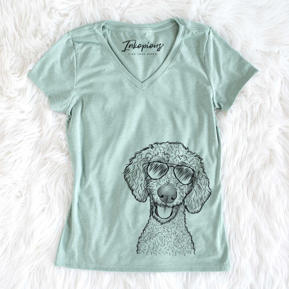 Aviator Fenway the Goldendoodle - Women's V-neck Shirt
