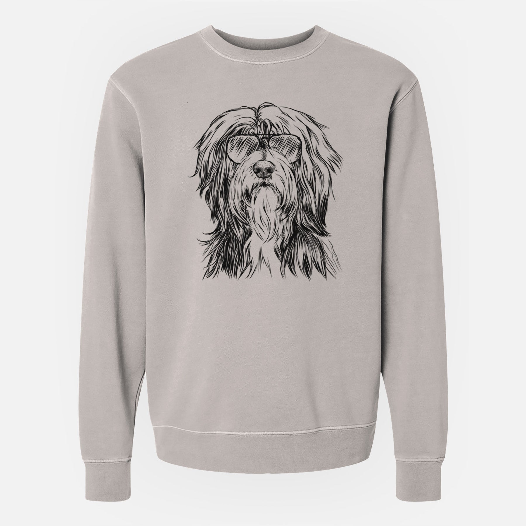 Aviator Fiji the Polish Lowland Sheepdog - Unisex Pigment Dyed Crew Sweatshirt