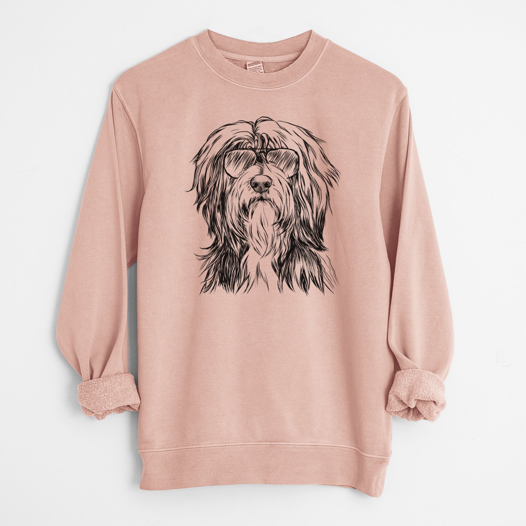 Aviator Fiji the Polish Lowland Sheepdog - Unisex Pigment Dyed Crew Sweatshirt