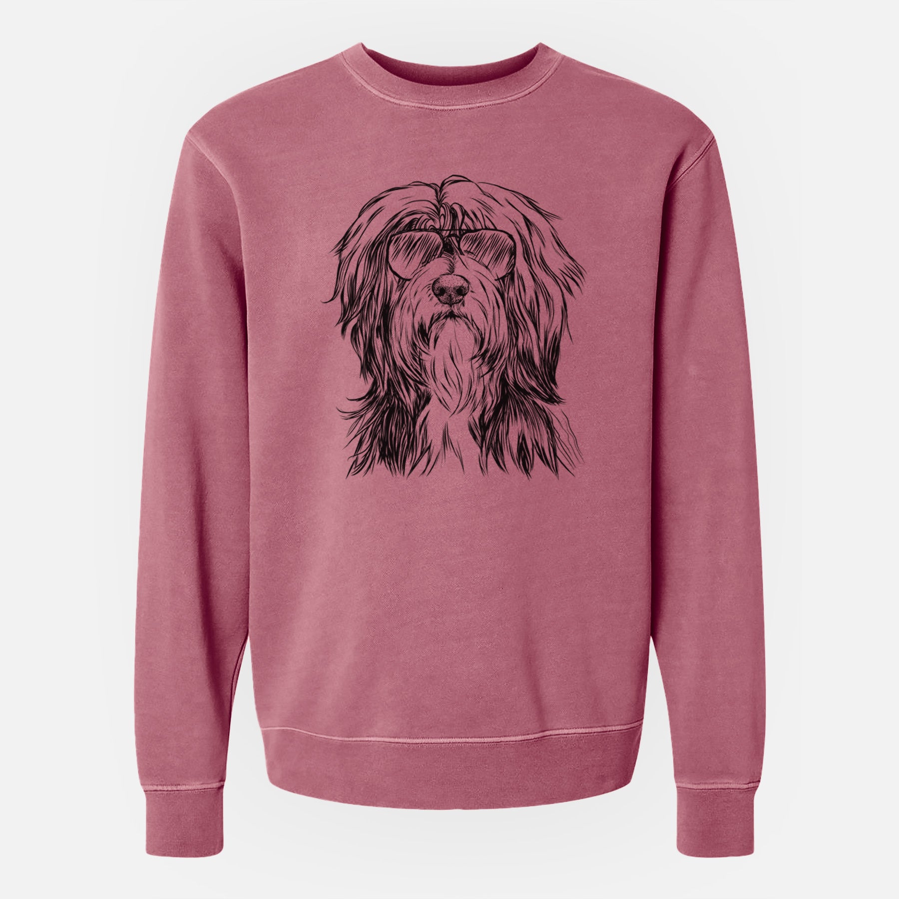 Aviator Fiji the Polish Lowland Sheepdog - Unisex Pigment Dyed Crew Sweatshirt