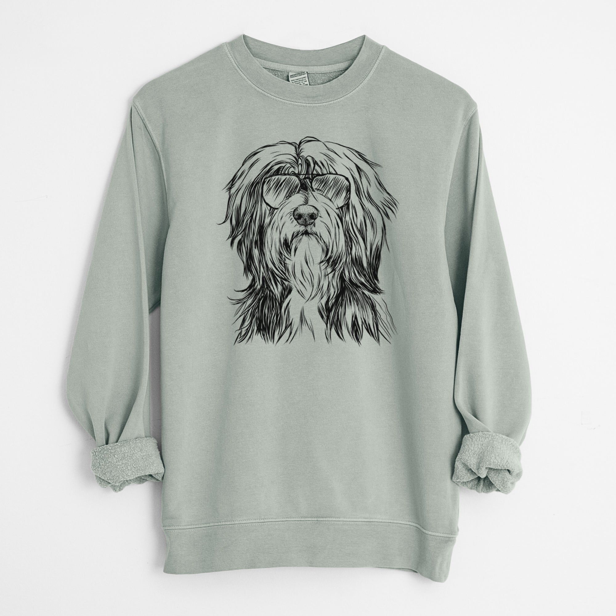 Aviator Fiji the Polish Lowland Sheepdog - Unisex Pigment Dyed Crew Sweatshirt