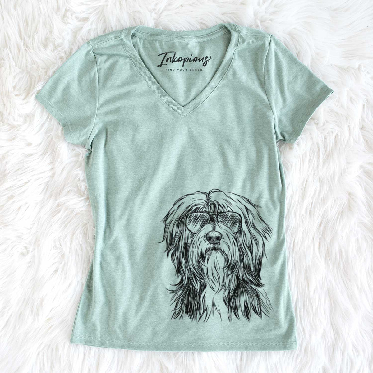 Aviator Fiji the Polish Lowland Sheepdog - Women's V-neck Shirt