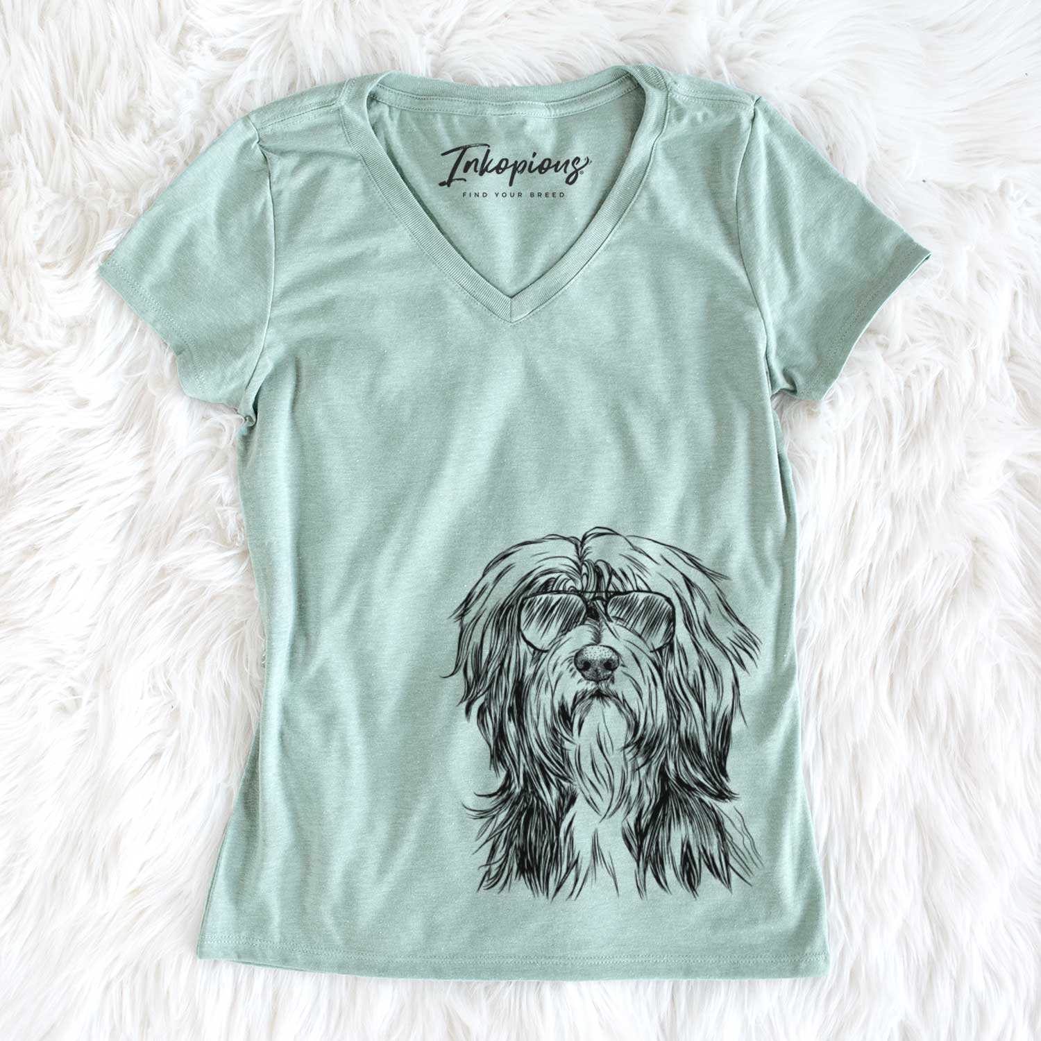 Aviator Fiji the Polish Lowland Sheepdog - Women's V-neck Shirt