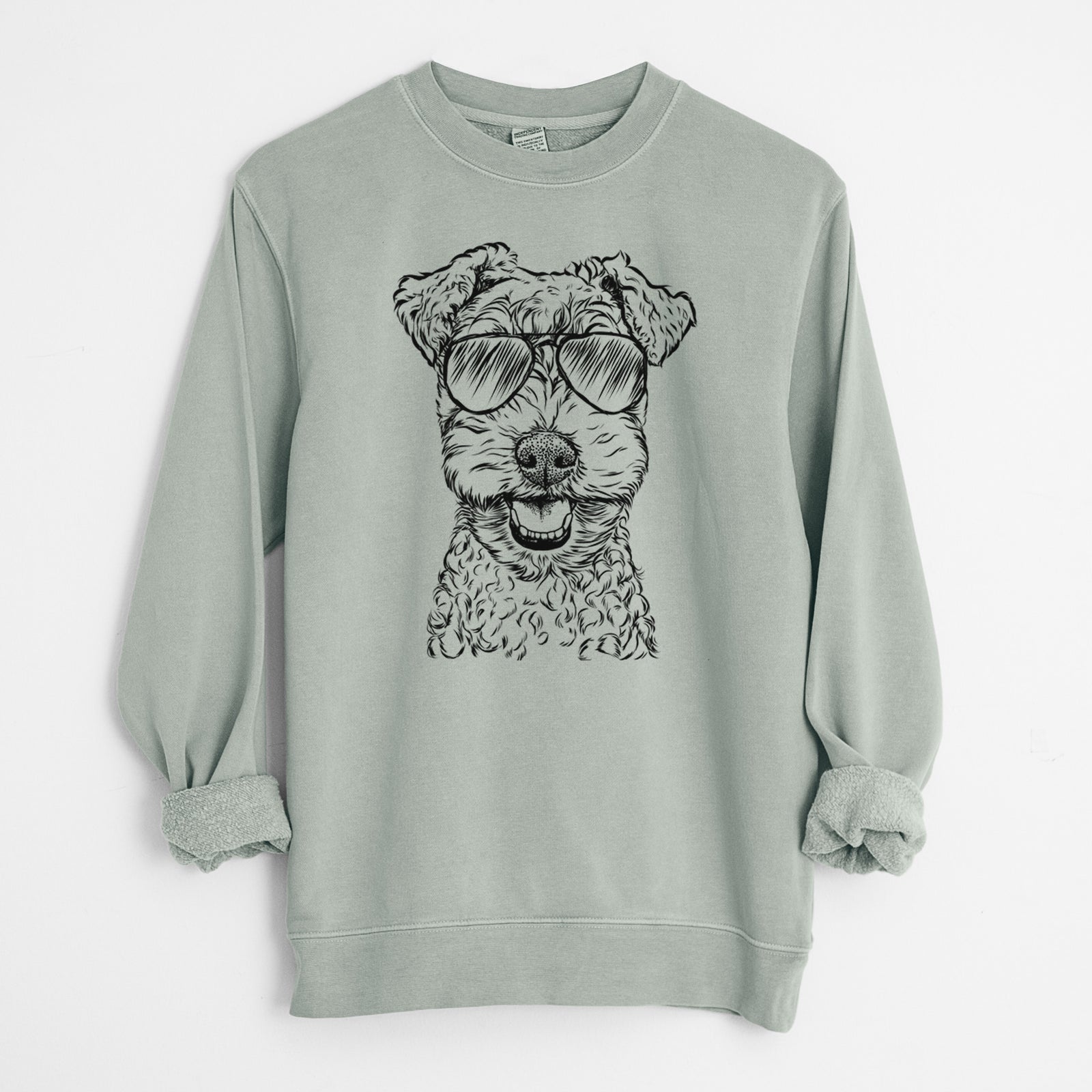 Aviator Fintan the Irish Troodle - Unisex Pigment Dyed Crew Sweatshirt