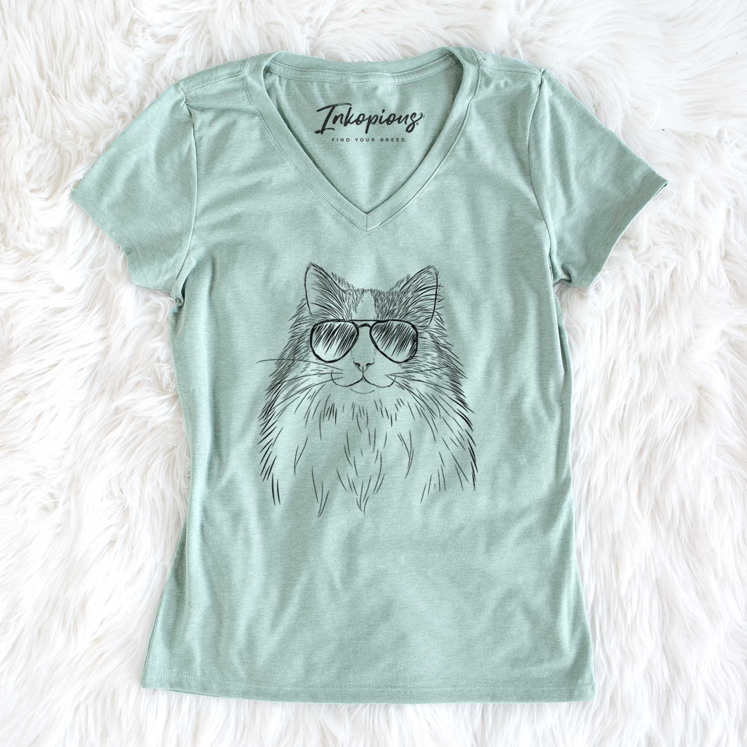 Aviator Fiona the Ragdoll Cat - Women's V-neck Shirt