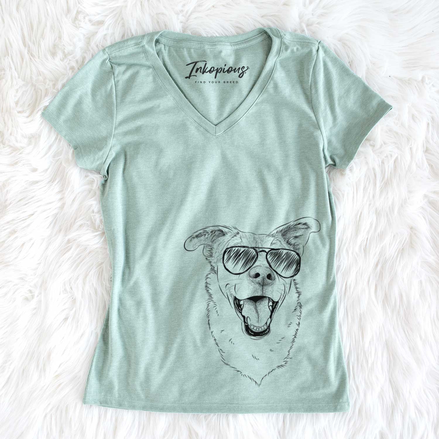 Aviator Fira the Saint Bernard Husky Mix - Women's V-neck Shirt