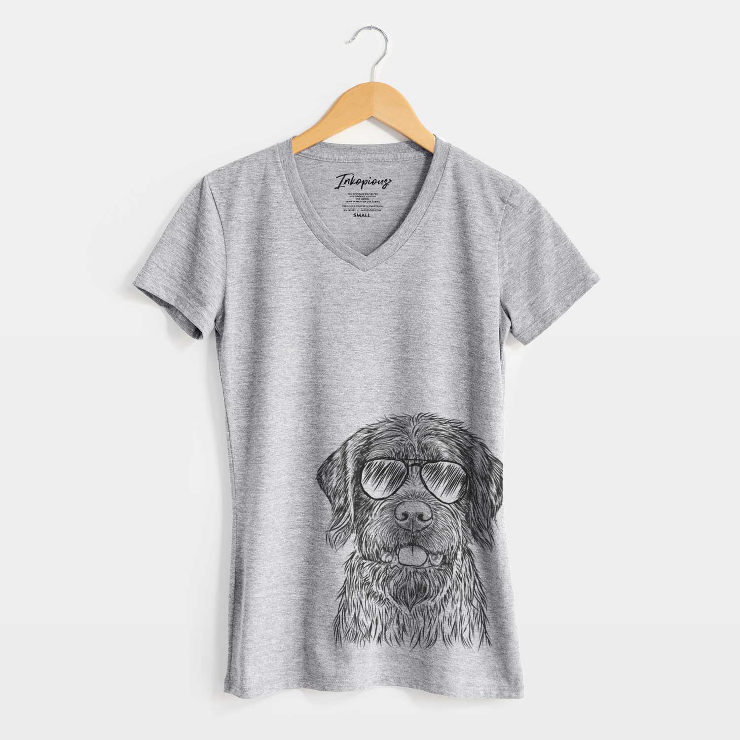 Aviator Fletcher the Wirehaired Pointing Griffon - Women's V-neck Shirt